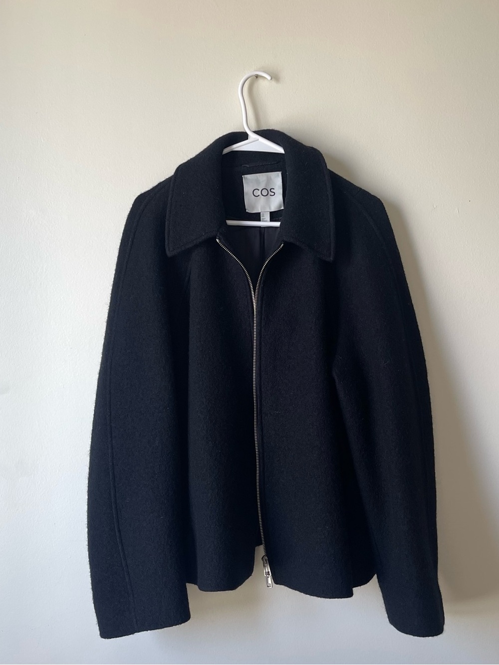 COS Men's Black Wool Zip Jacket Size Medium